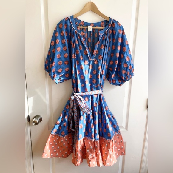 Printfresh Dresses & Skirts - Printfresh Blue and Orange Floral Mini Dress